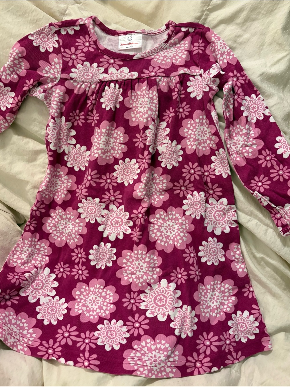 Hanna Andersson Fuchsia Pink Floral Long-Sleeve Dress